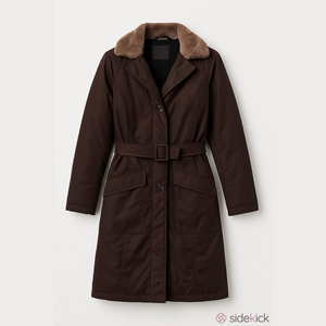 Prada Chocolate Brown Puffer Coat with real beaver Collar